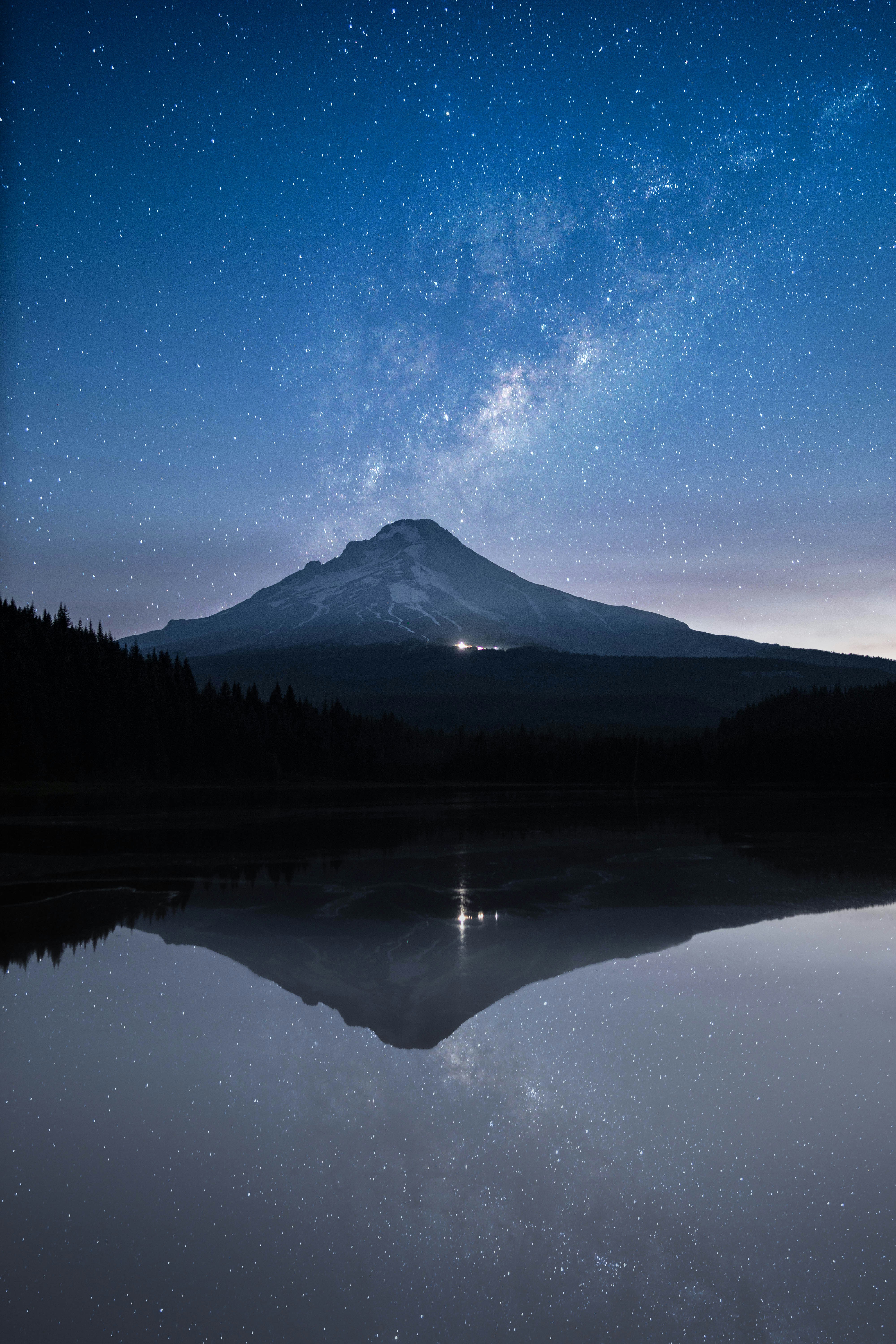 Aerial view of a river winding through Mt. Hood National Forest